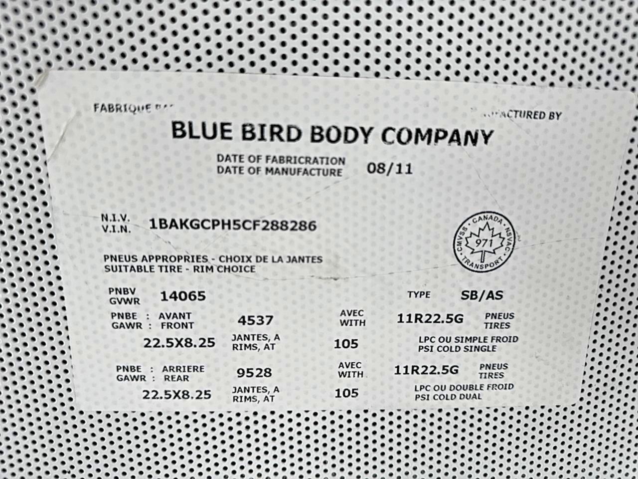 2012 Bluebird Vision-School Bus