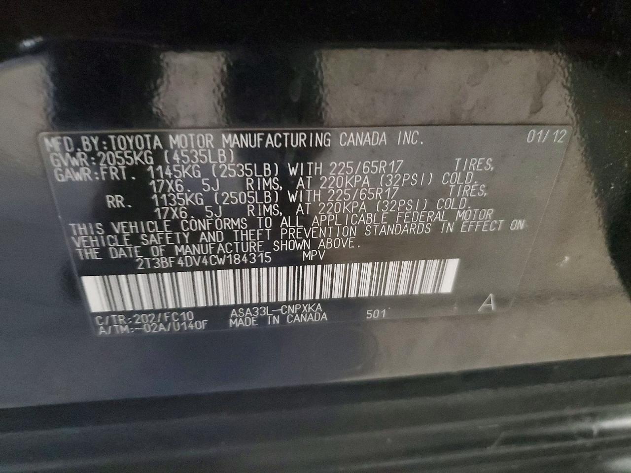 2012 Toyota Rav4 Base