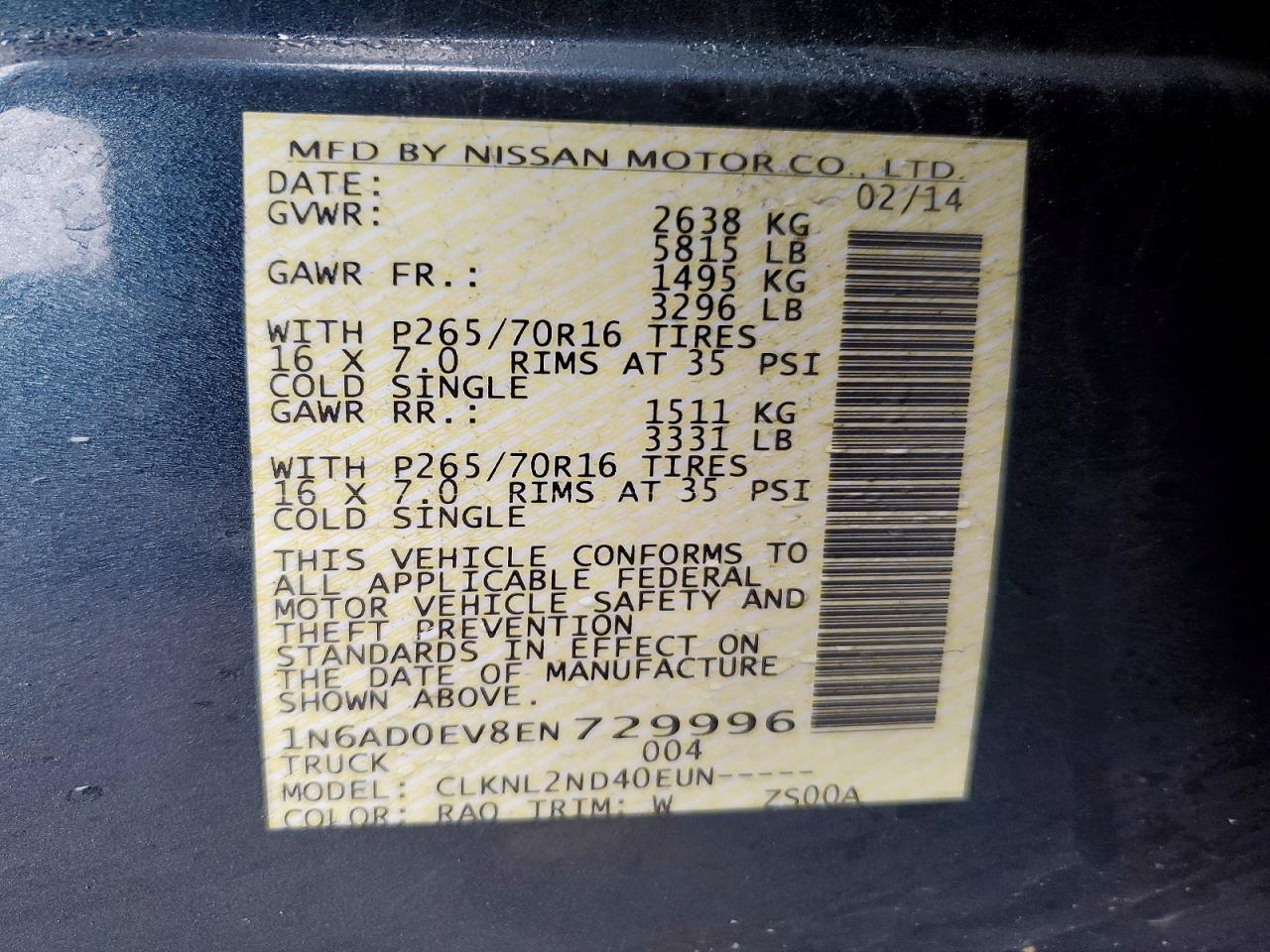 2014 Nissan Frontier SV