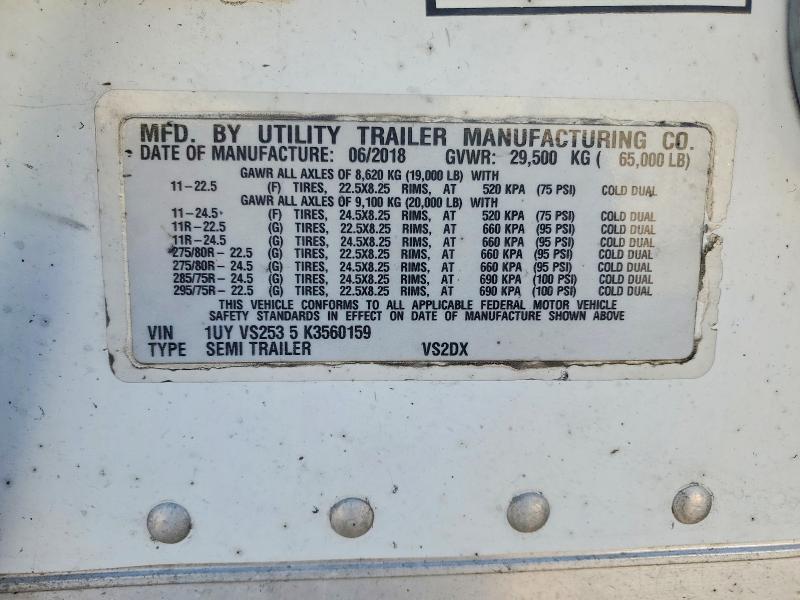 2019 Utility VS2DX DRY Van Trailer