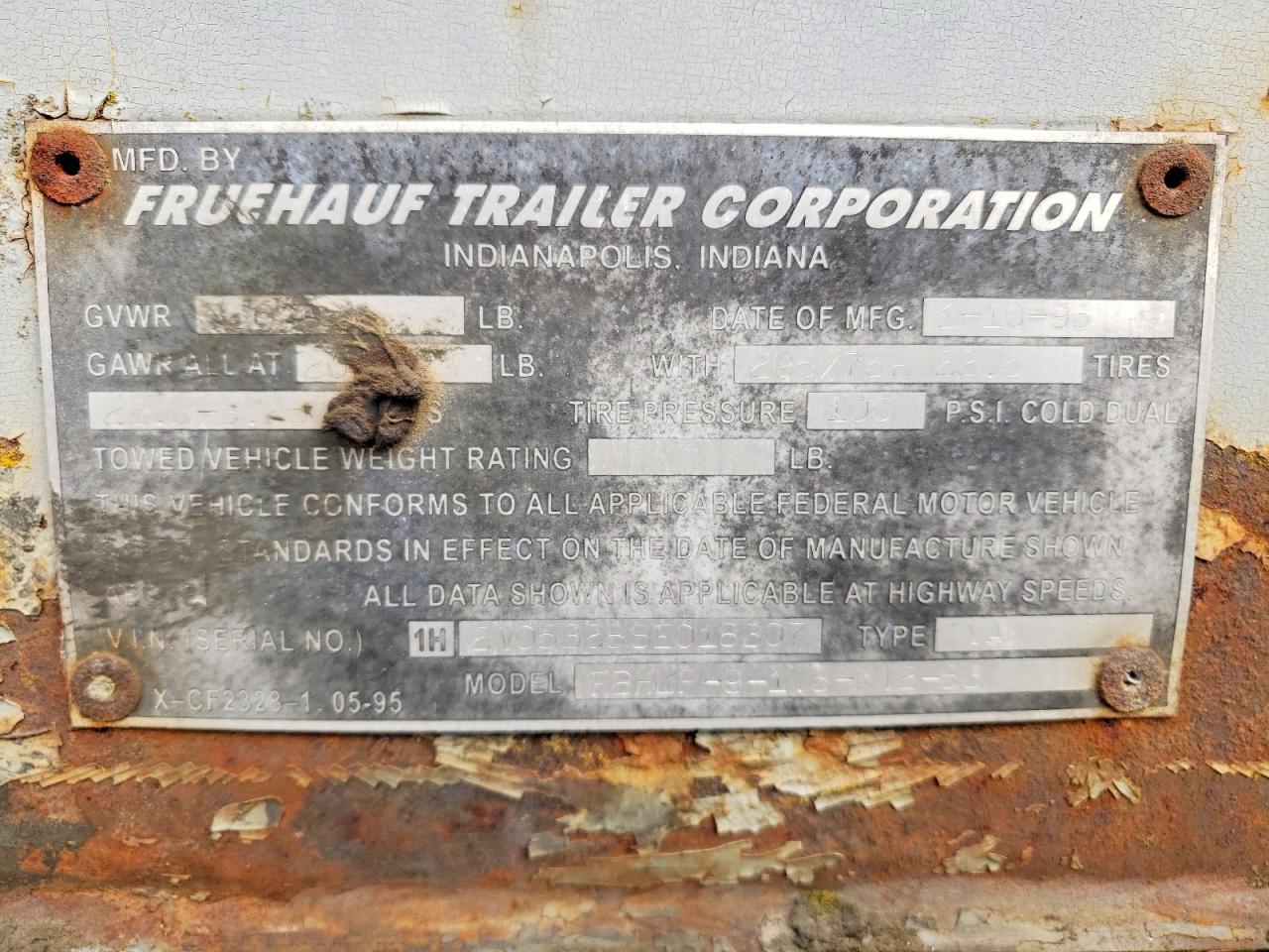 1995 Fruehauf DRY Van Trailer