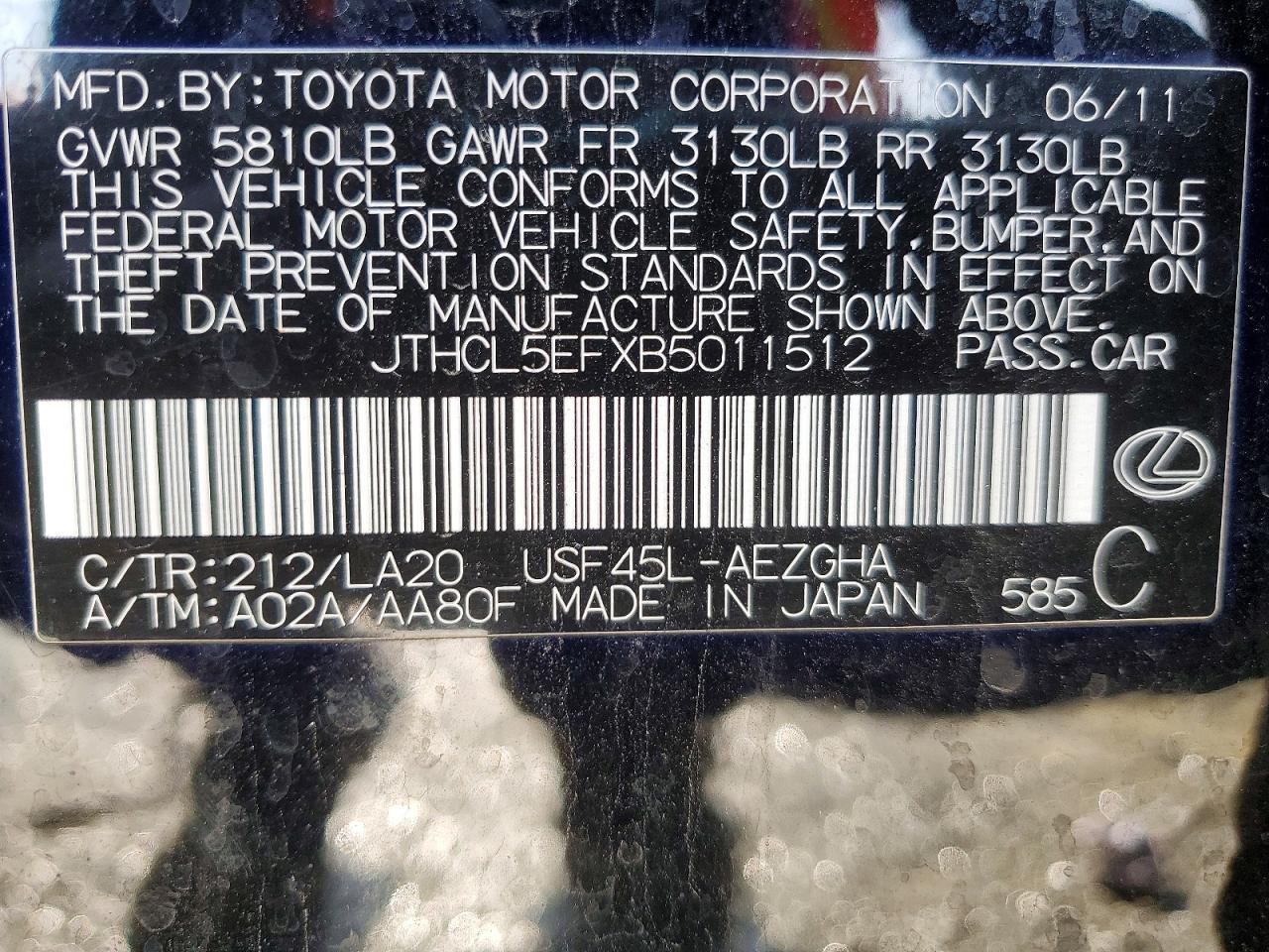 2011 Lexus Ls 460 Base