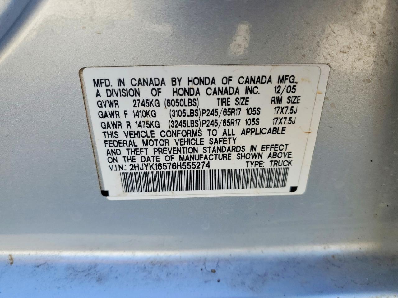 2006 Honda Ridgeline RTL