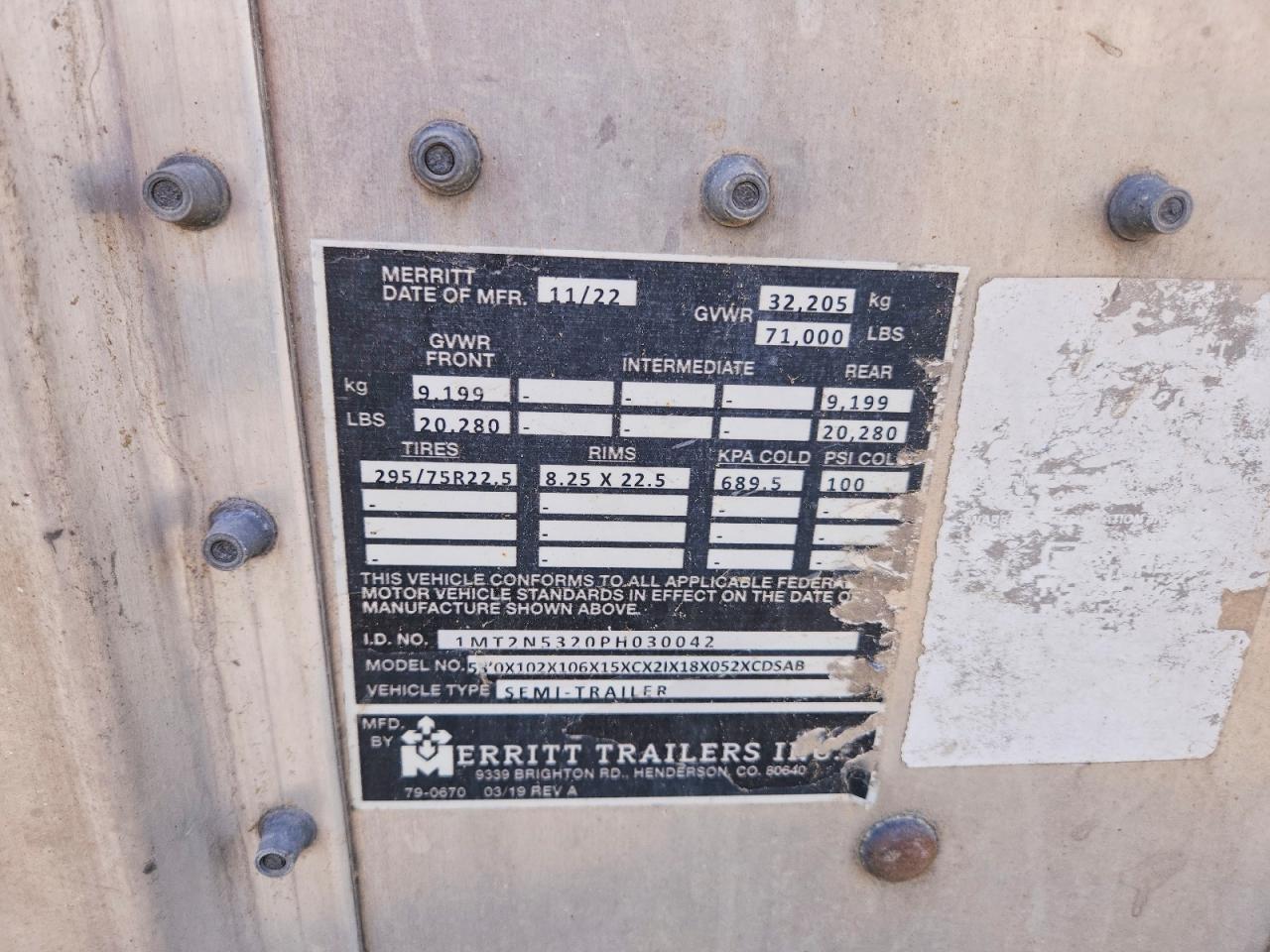 2023 Merritt Equipment Co Trailer