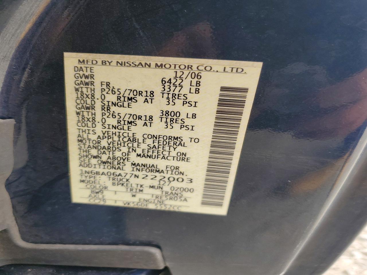 2007 Nissan Titan XE FFV