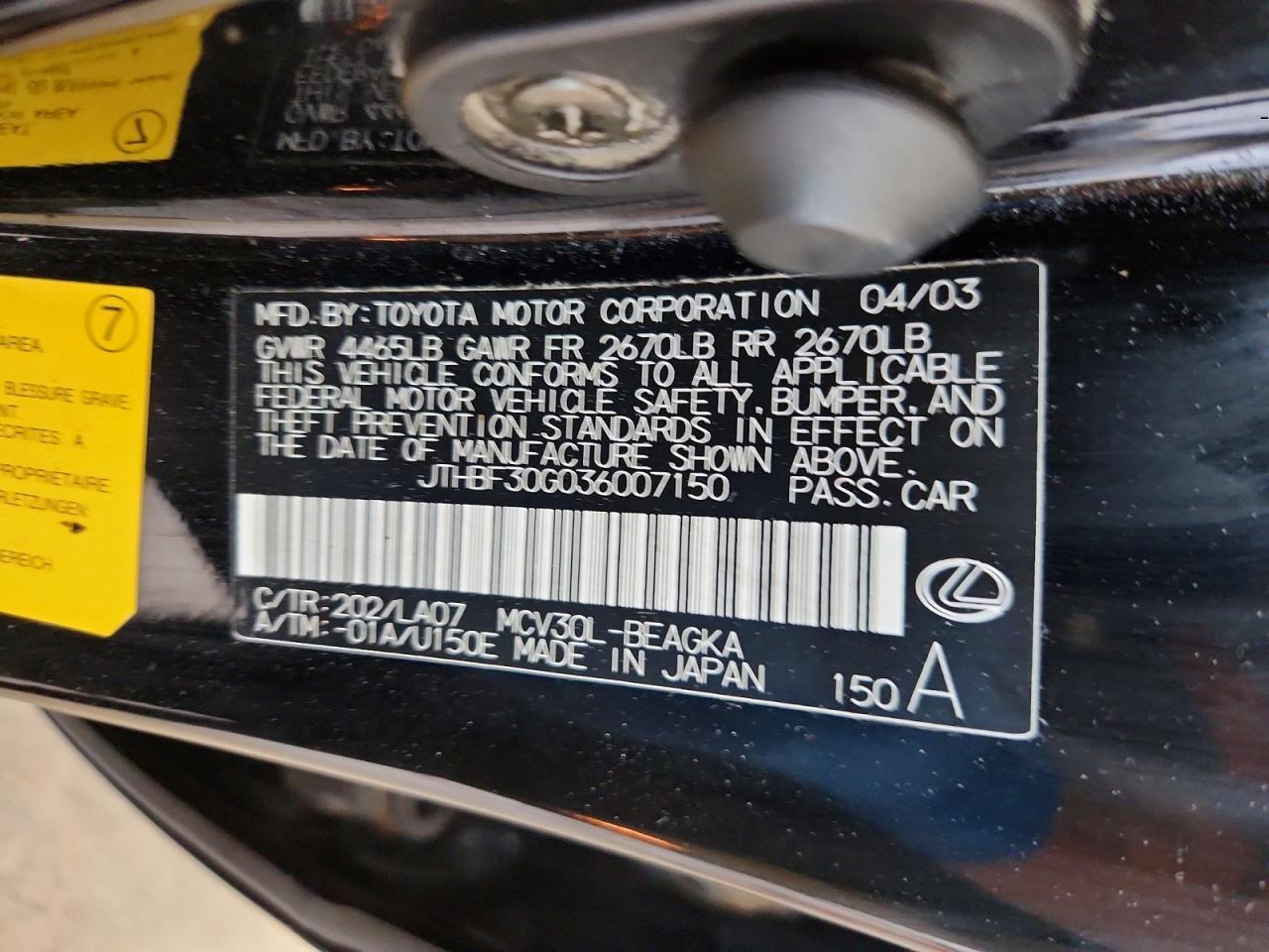 2003 Lexus Es 300 Base