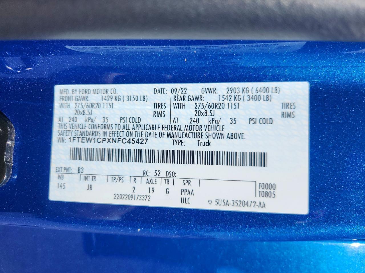2022 Ford F150 Supercrew