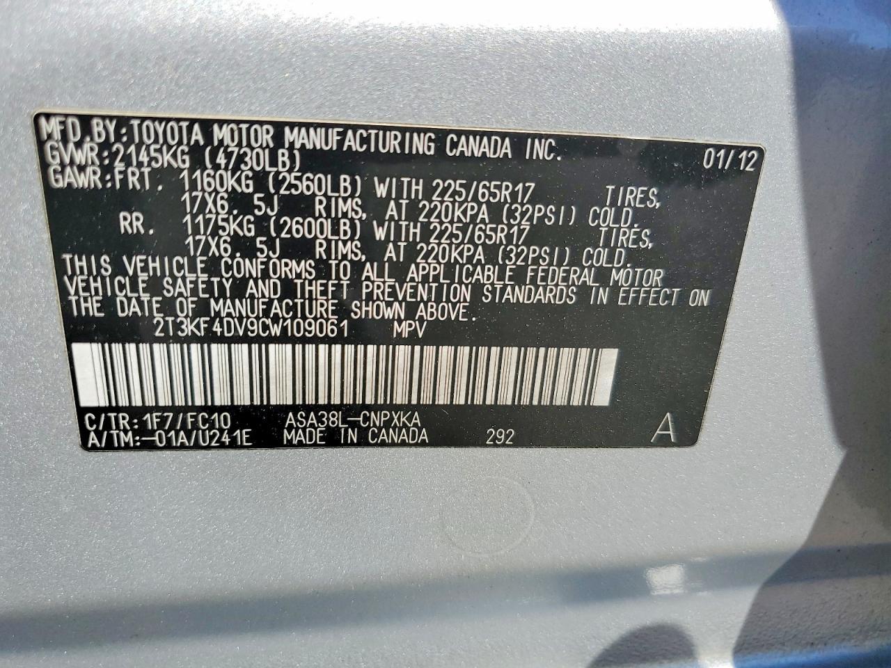 2012 Toyota Rav4 Base
