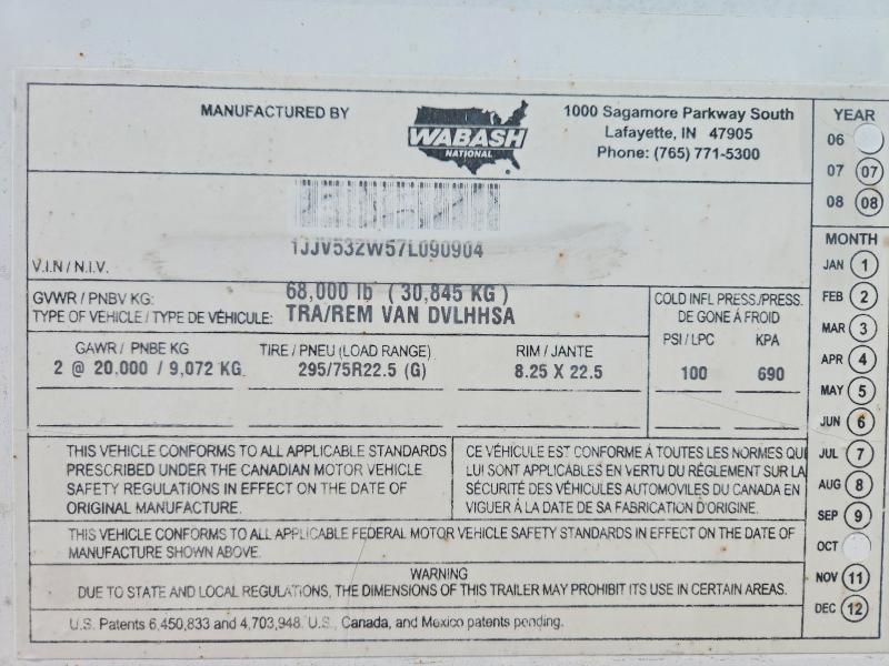 2007 Wabash Dvlhhsa DRY Van Trailer