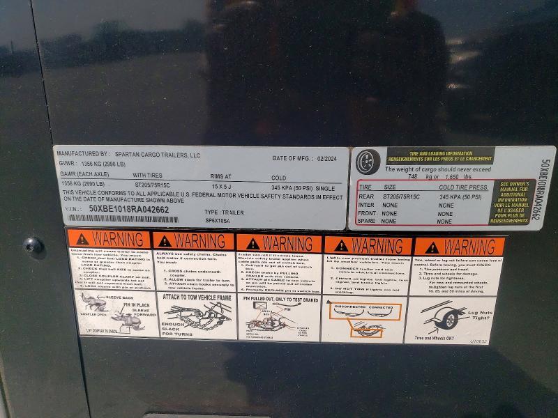 2024 Spartan Cargo SP6X10SA Enclosed Cargo Trailer