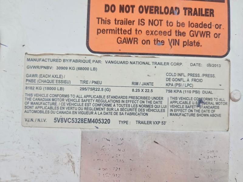 2014 Vanguard DRY Van Trailer