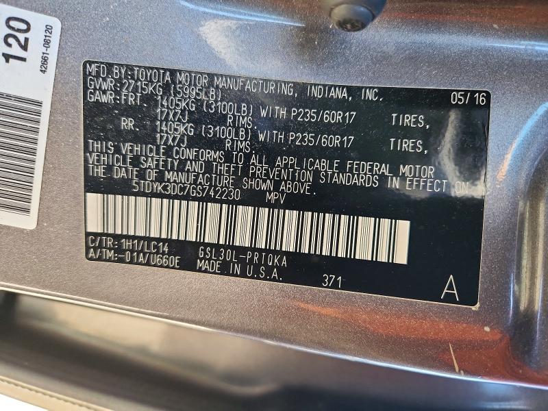 2016 Toyota Sienna xle 8-passenger