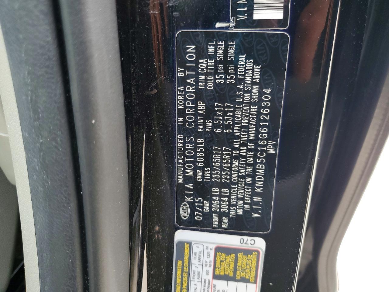 2016 KIA Sedona lx