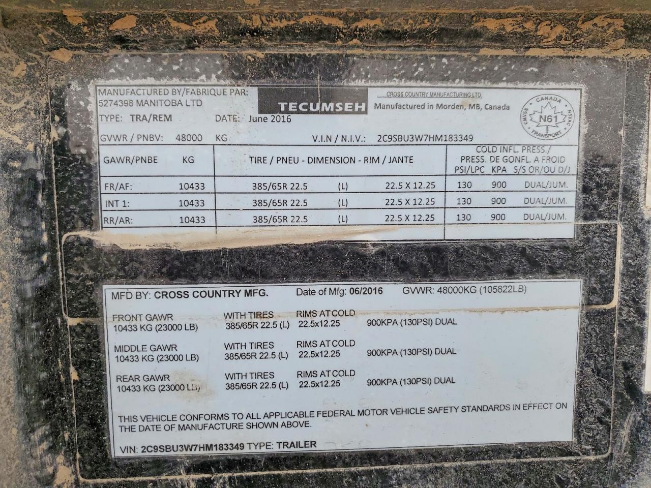 2017 Tecumseh Construction Equipment