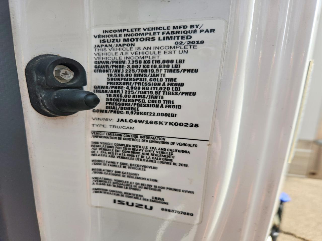 2019 Isuzu NPR XD BOX Truck