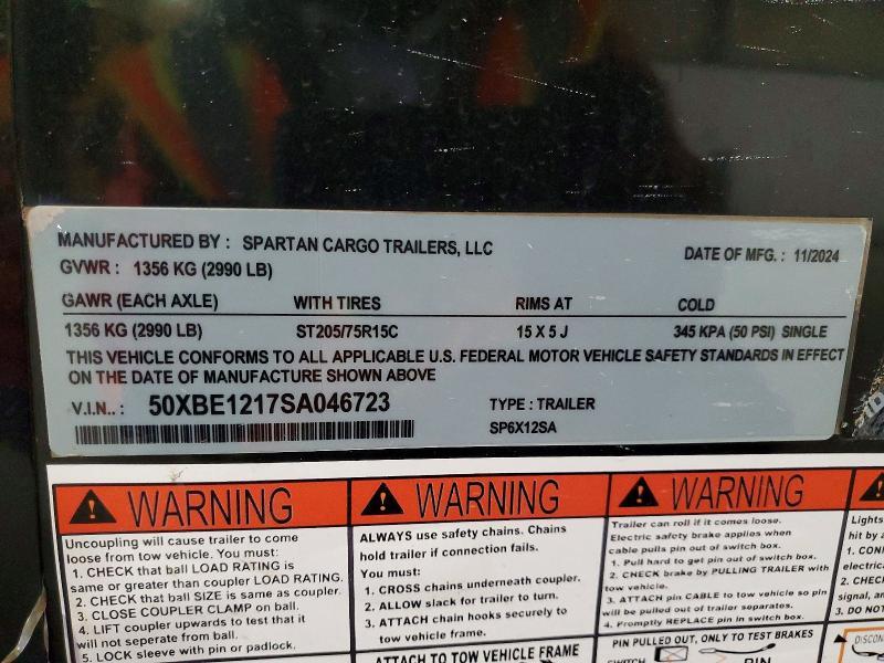 2025 Spartan Cargo SP6X12SA Enclosed Cargo Trailer