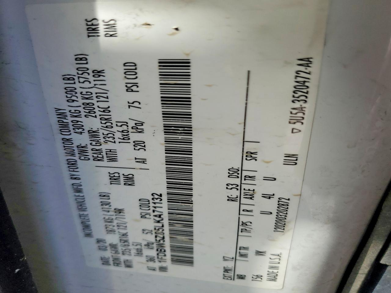 2020 Ford Transit Delivery Truck