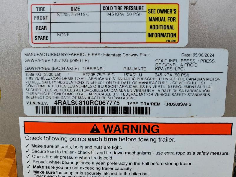 2024 Itrn 2024 Interstate West Corp CRD508SAFS Enclosed Carg