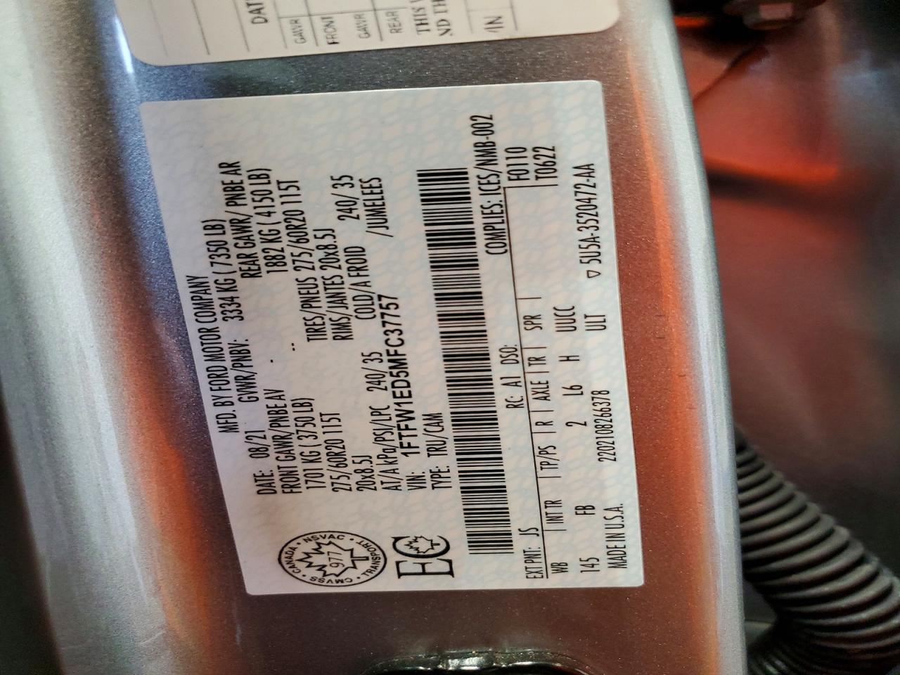 2021 Ford F150 Supercrew