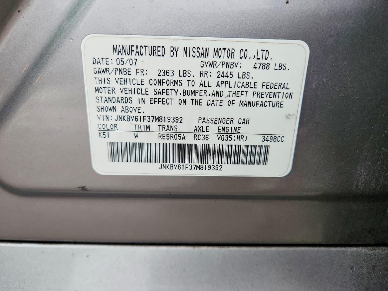 2007 Infiniti G35 x