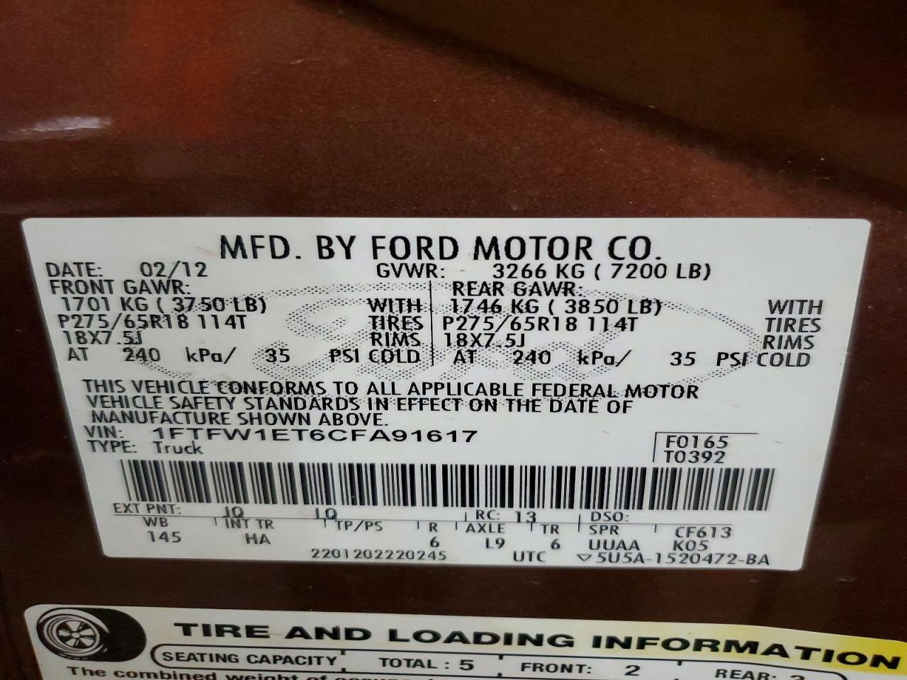 2012 Ford F150 Supercrew