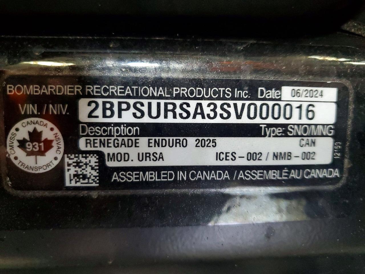 2025 Skidoo Renegade ADR W/ENDUR