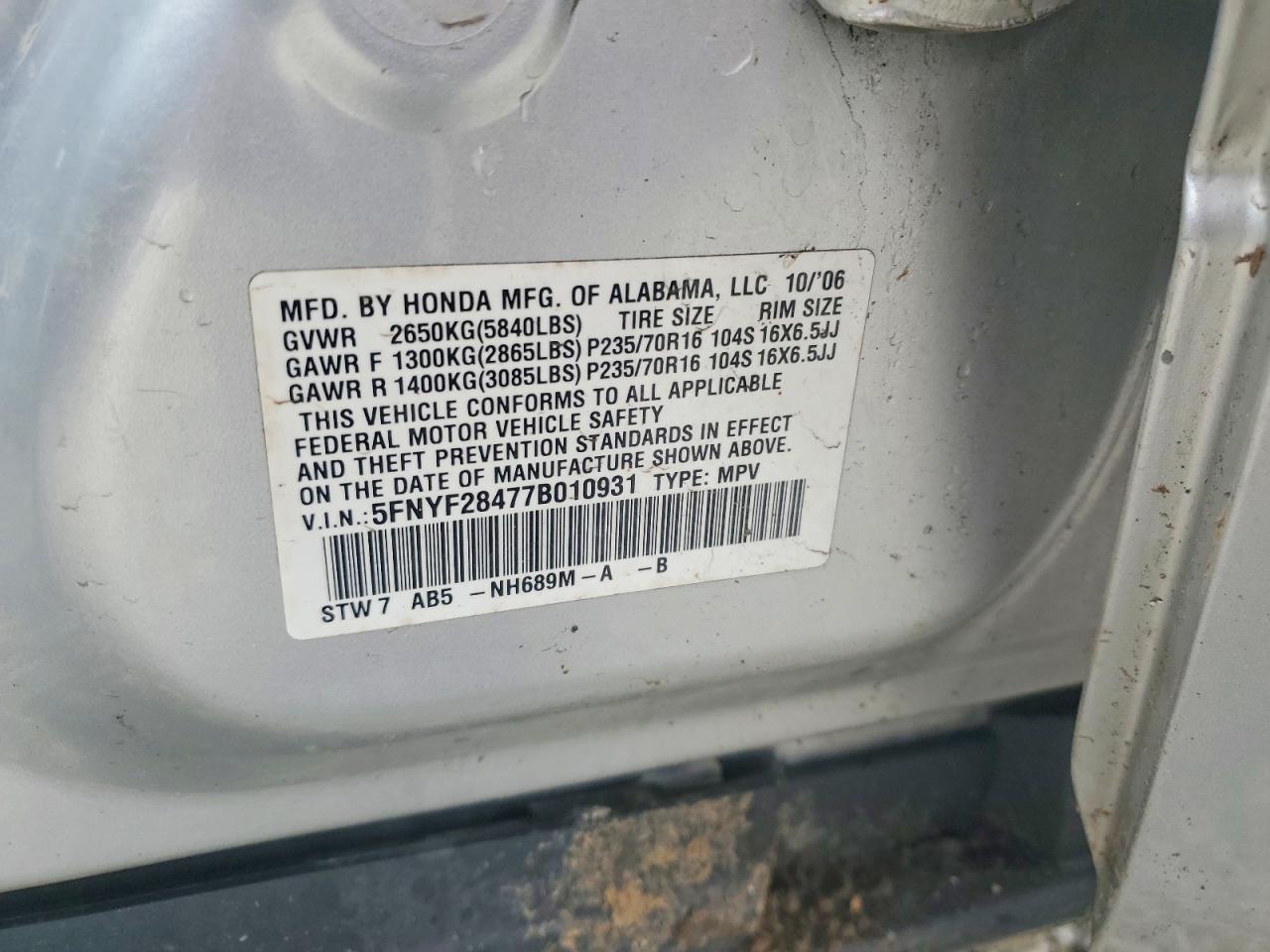 2007 Honda Pilot ex