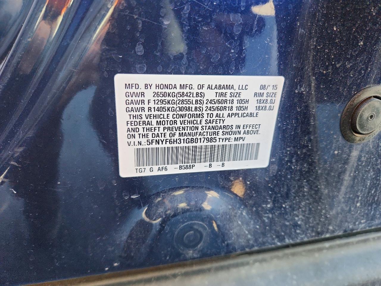 2016 Honda Pilot ex