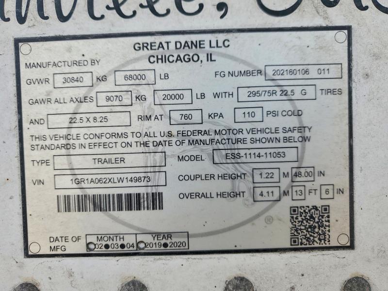 2020 Great Dane Ess-1114-11053 Refrigerated van Trailer