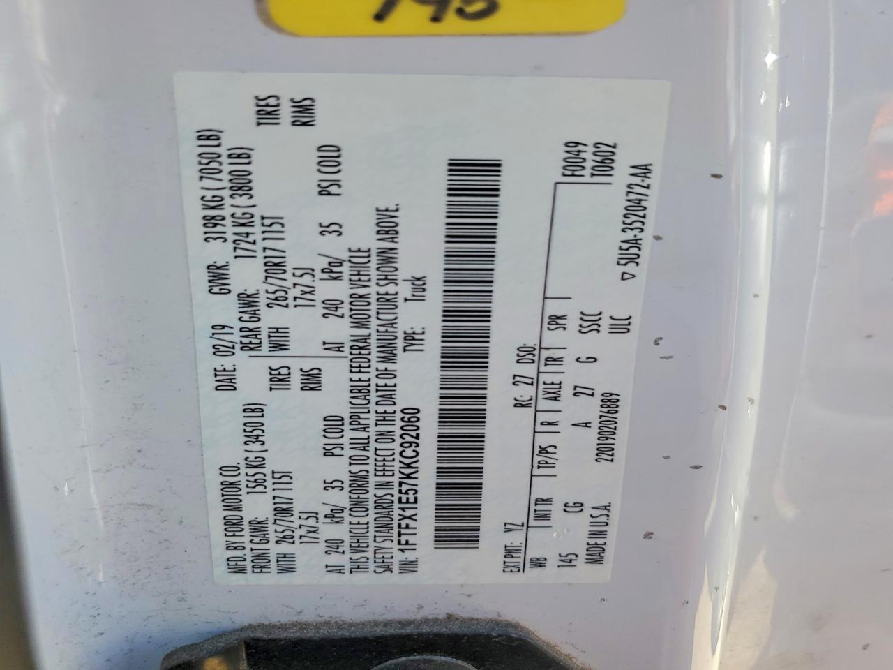 2019 Ford F150 Super Cab