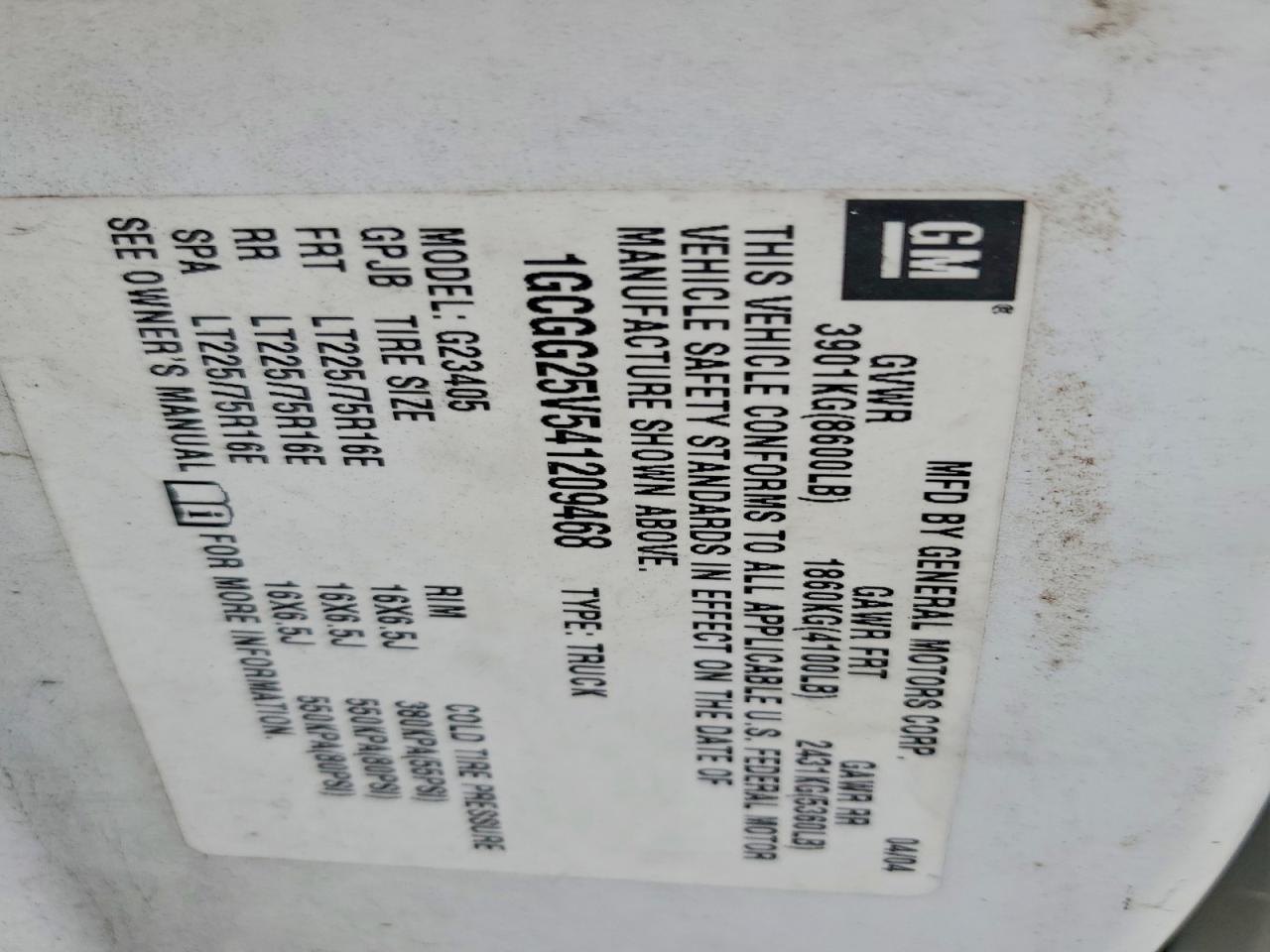 2004 Chevrolet Express G2500