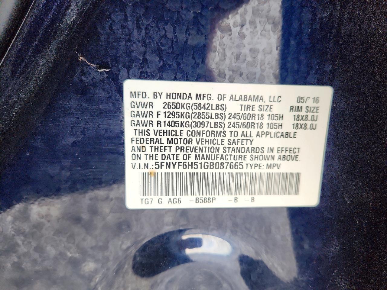 2016 Honda Pilot exl