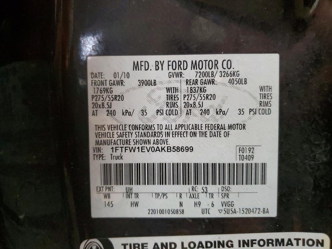 2010 Ford F150 Supercrew