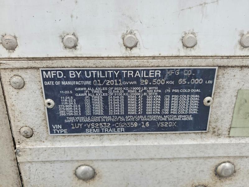 2012 Utility VS2DX DRY Van Trailer