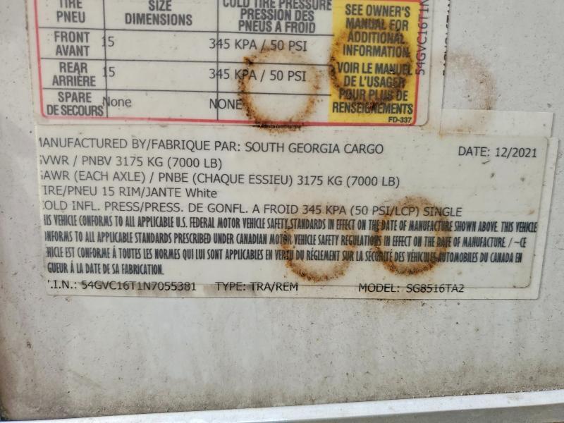 2022 South Georgia Cargo 5G8516TA2 Enclosed Cargo Trailer