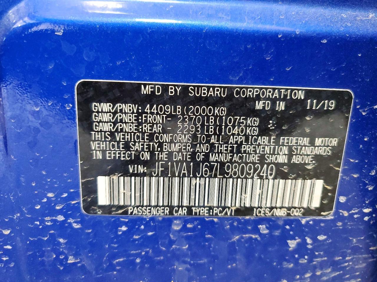 2020 Subaru Wrx Limited