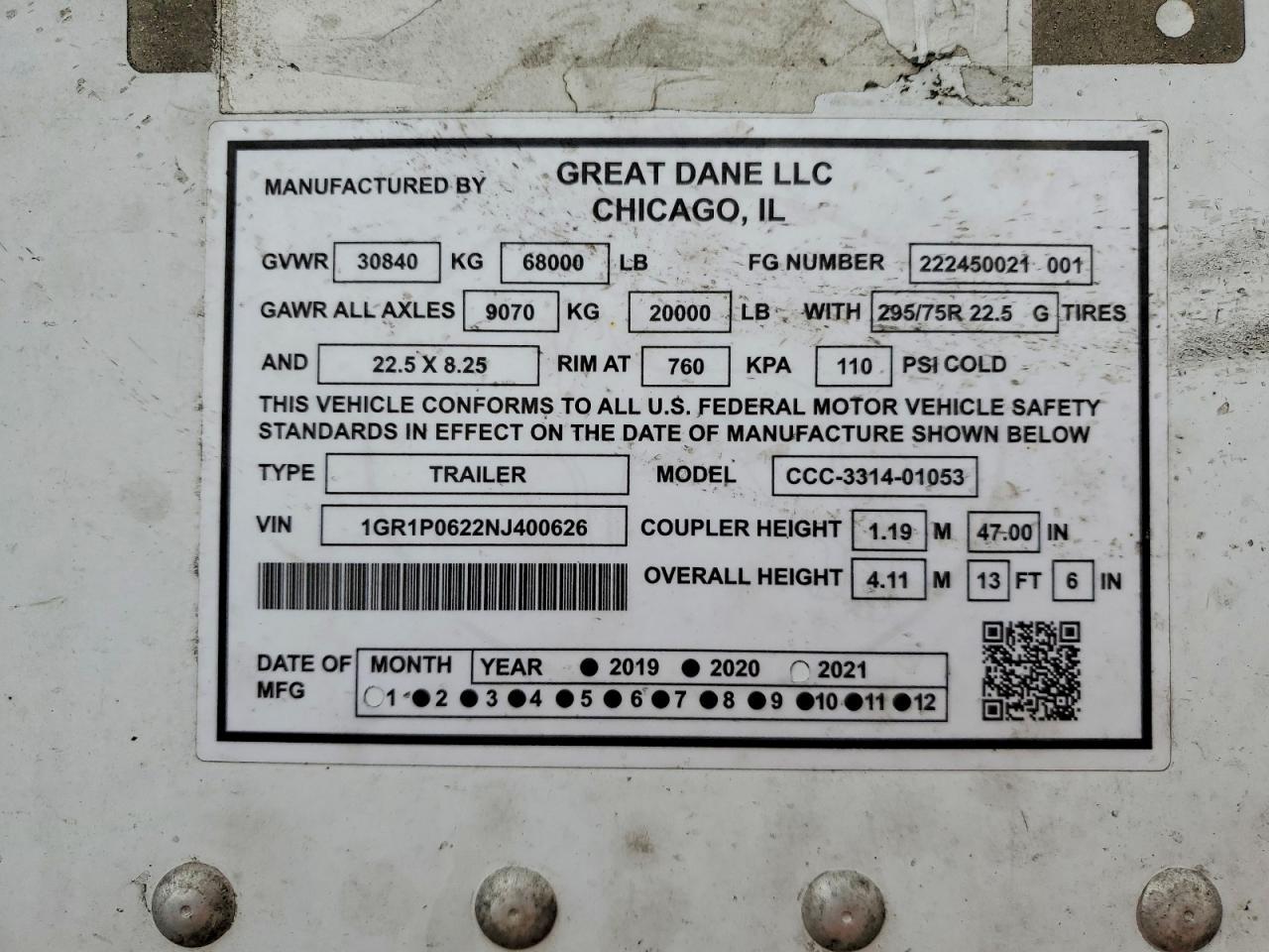 2022 Great Dane 2022 Great Dane CCC-3314-01053 DRY Van Trailer