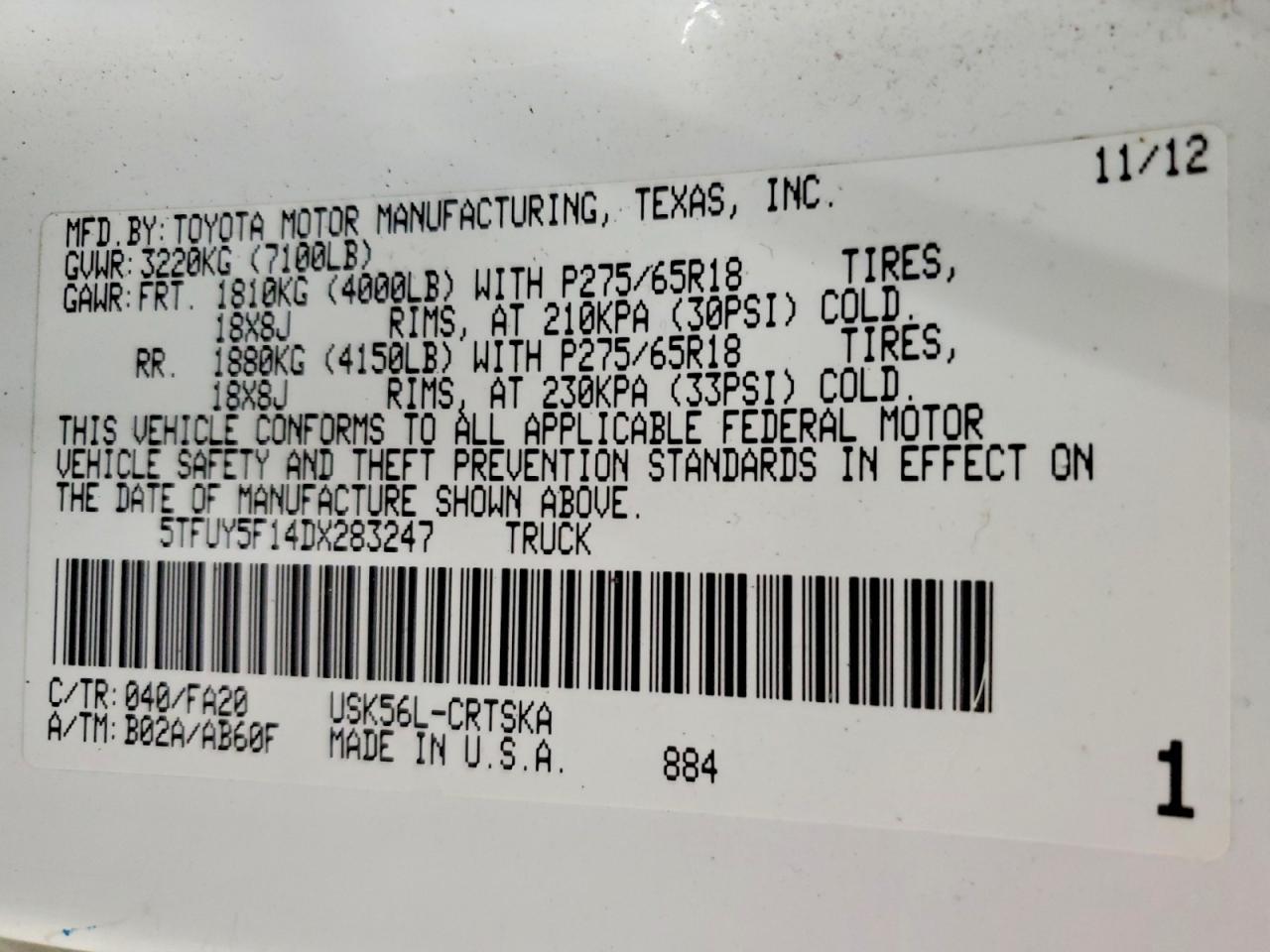 2013 Toyota Tundra Grade