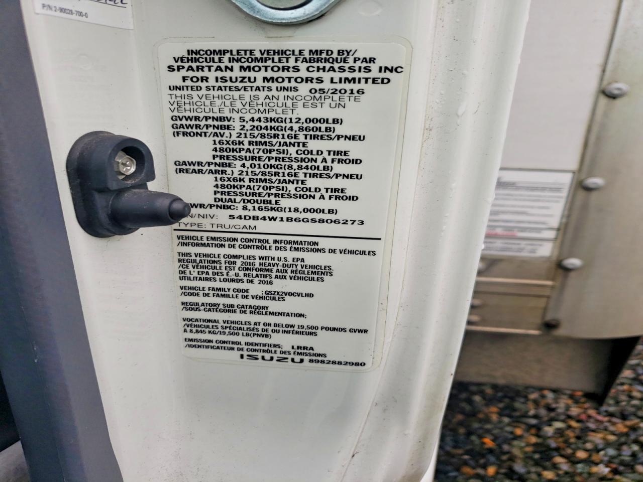 2016 Isuzu NPR HD Delivery Truck