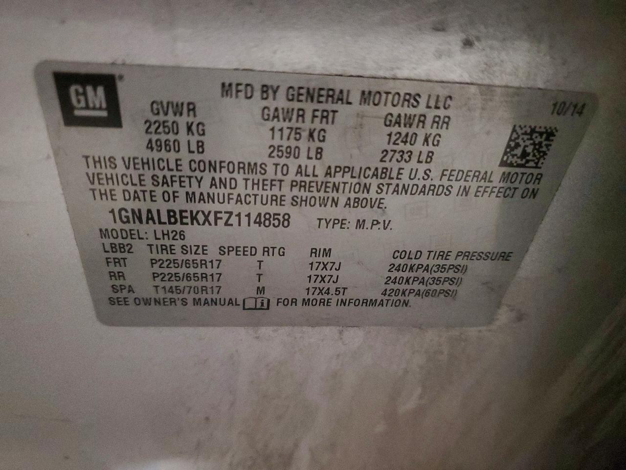 2015 Chevrolet Equinox lt