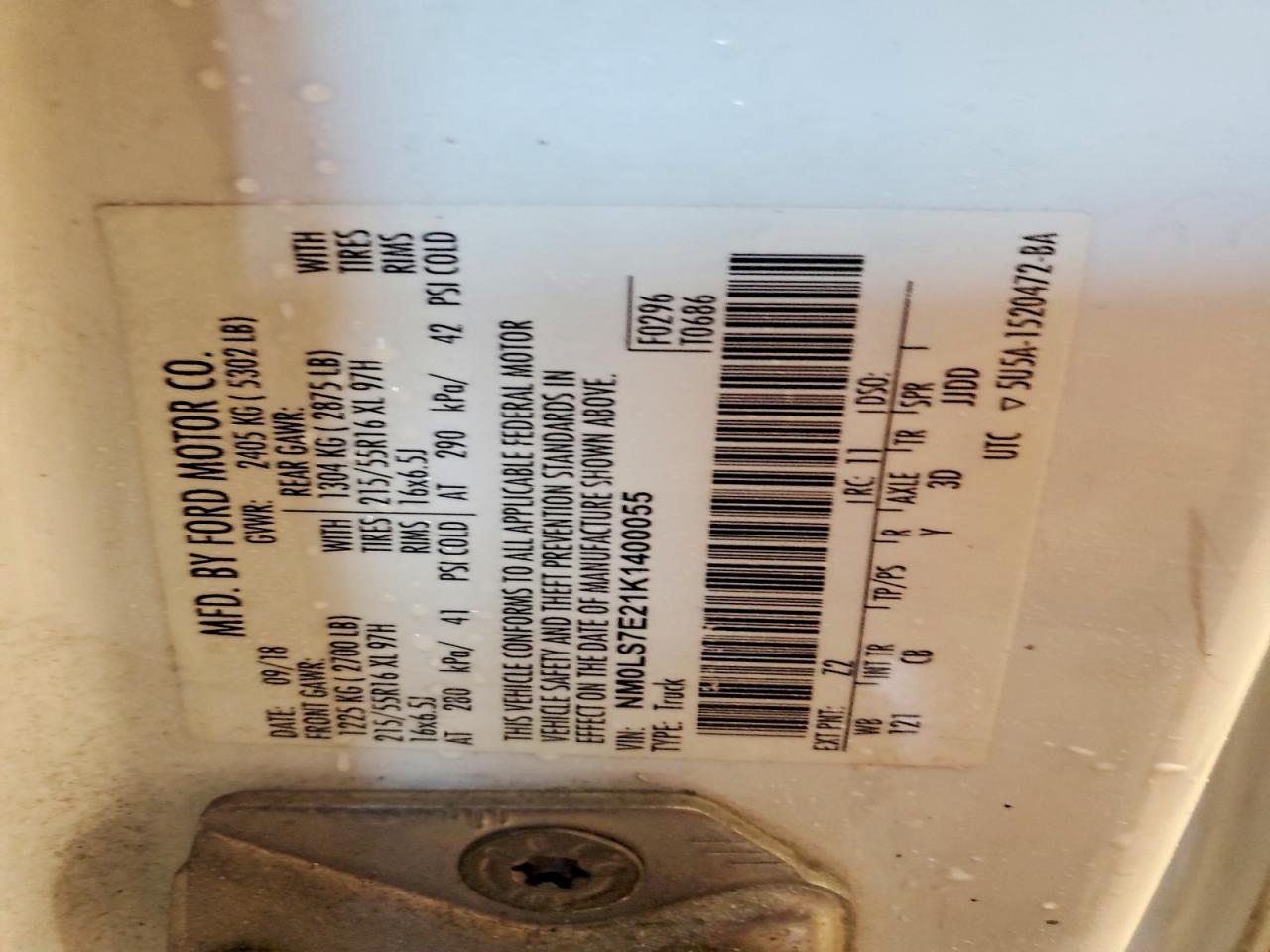 2019 Ford Transit Connect XL Delivery Van