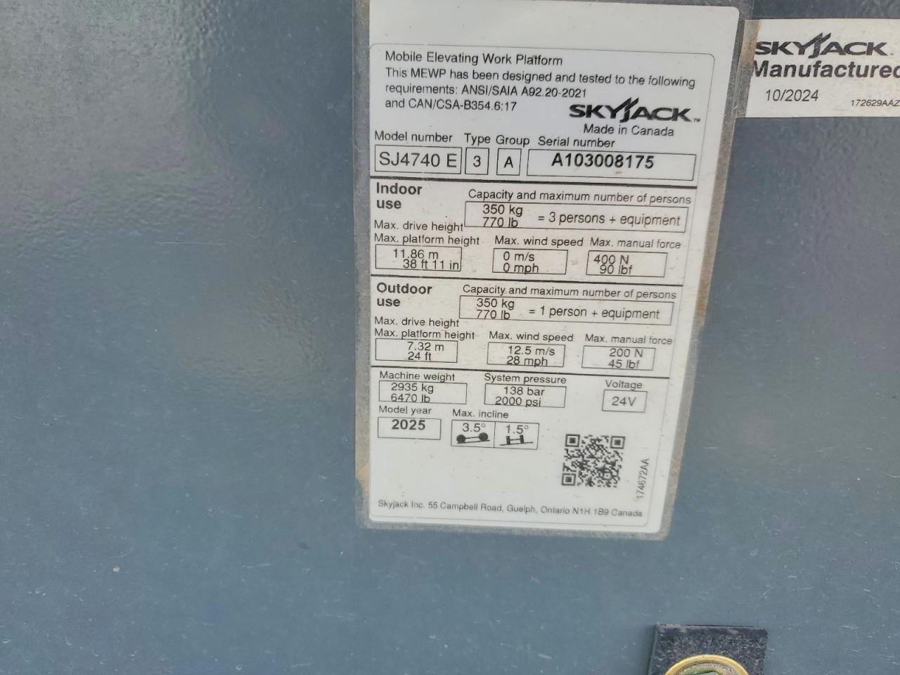 2025 Skyjack 2022 Skyjack Scissor Lift