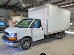 Salvage trucks for sale at Rogersville, MO auction: 2017 Chev Express 4500 W/14' BOX