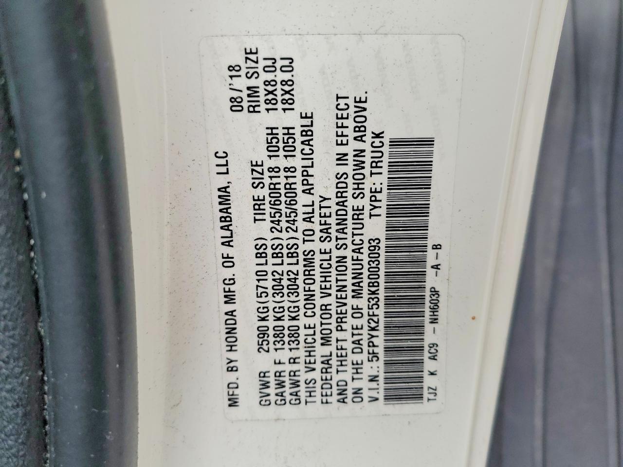 2019 Honda Ridgeline RTL