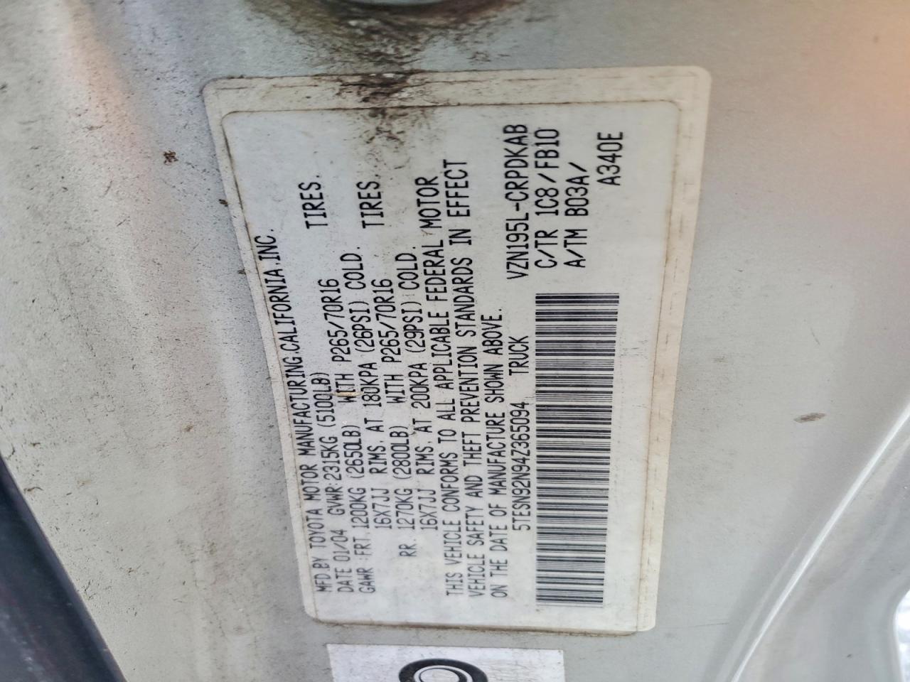 2004 Toyota Tacoma Prerunner V6