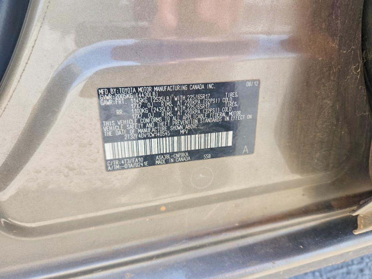 2012 Toyota Rav4 Base