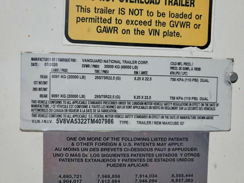 2026 Vanguard DRY Van Trailer