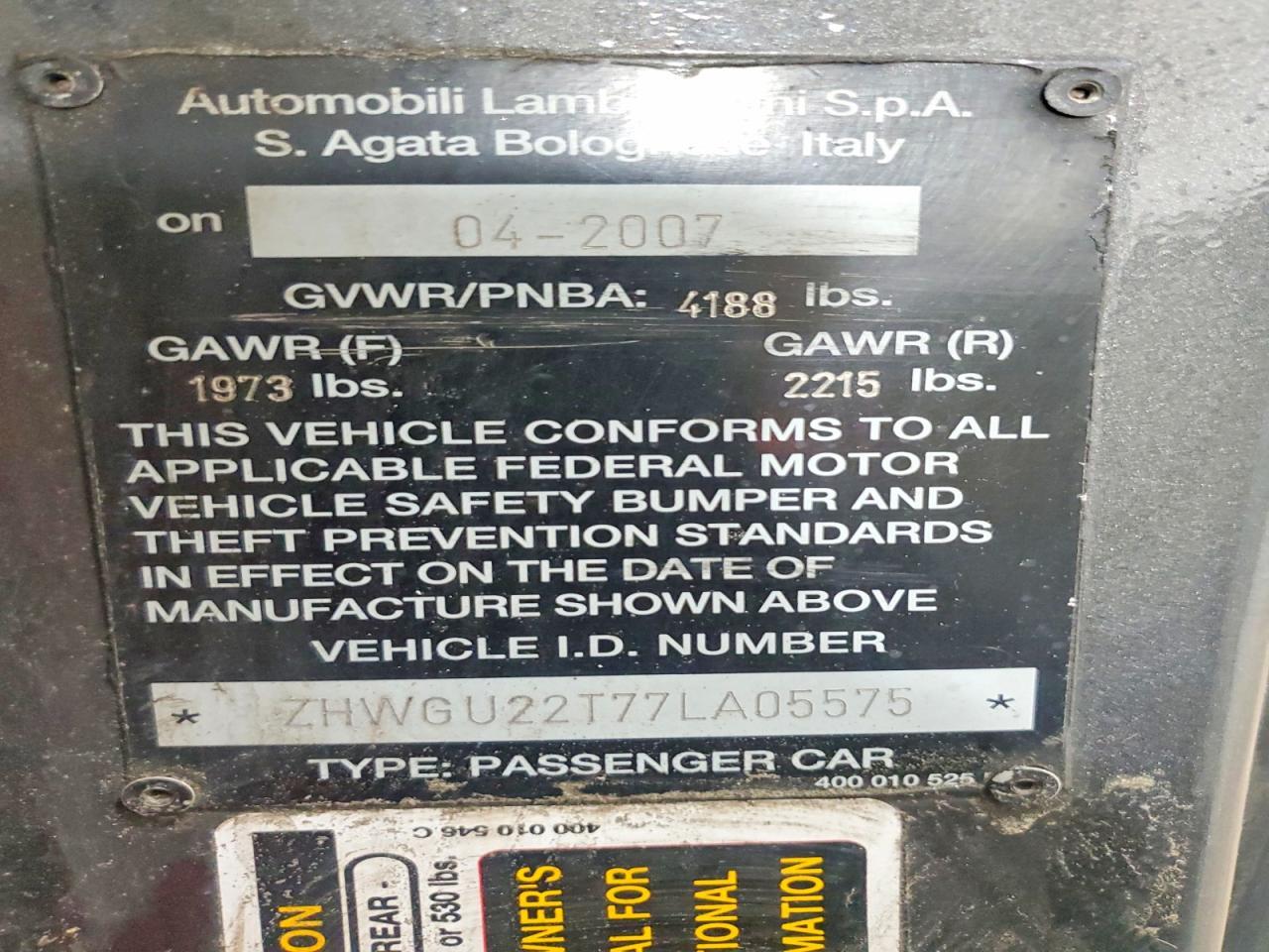 2007 Lamborghini Gallardo Spyder