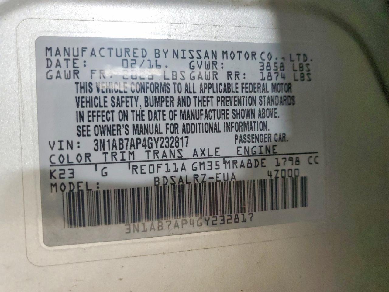 2016 Nissan Sentra sr