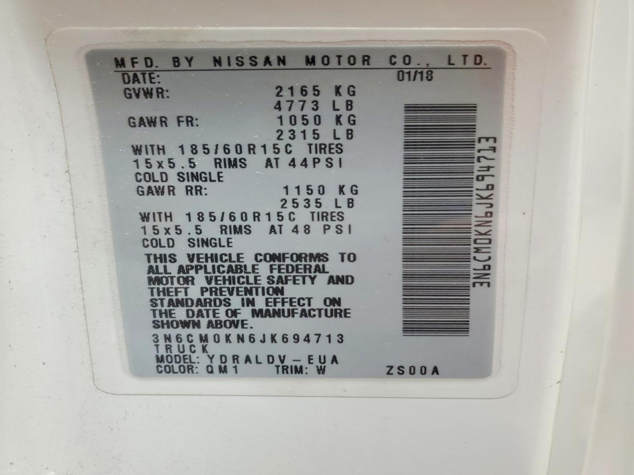2018 Nissan NV200 S
